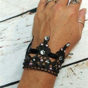 Black lace cuff bracelet